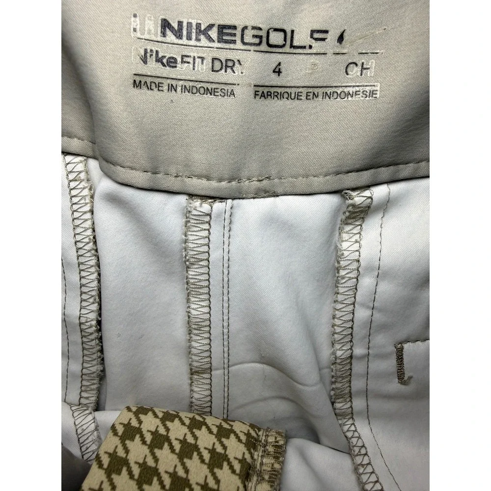 Nike Golf Houndstooth Bermuda Shorts Women Size 4 Tan Dry-Fit